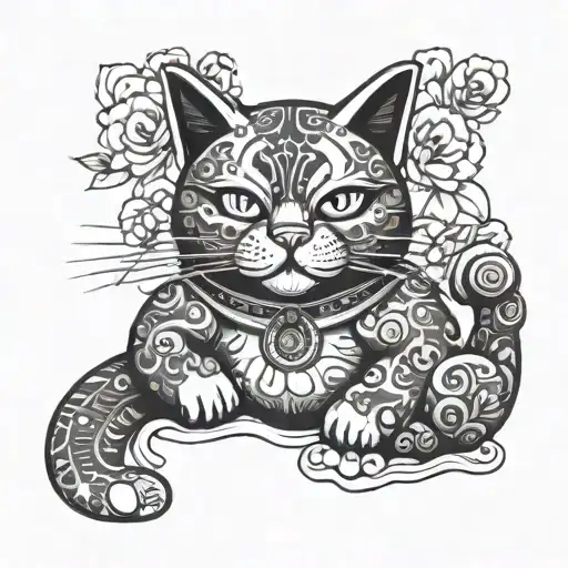 Japanese Concept Maneki Neko With Gambling Addiction