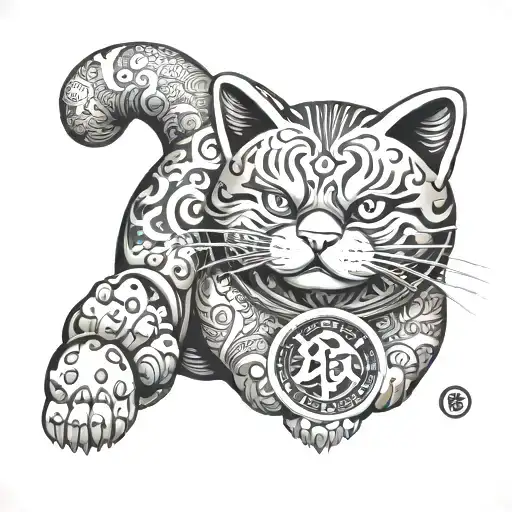 Oriental Maneki Neko With Gambling Addiction