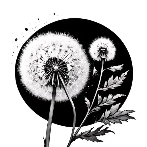 Sagitarius Sign And Dandelion Flower Minimalism Style Draw