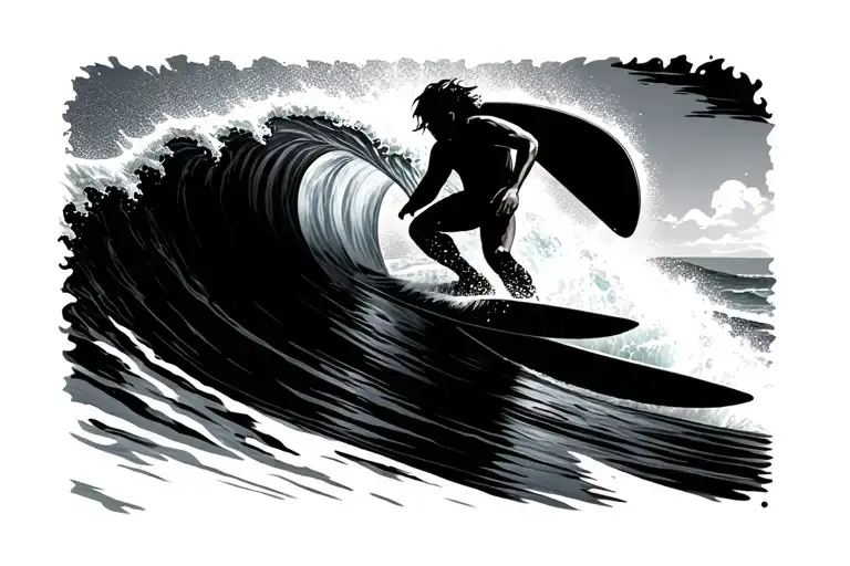 Surfer Riding A Wave