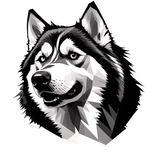 Husky Face With Geometric