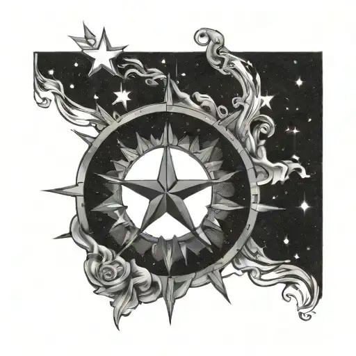 North Star And Couple Tattoo Design One Tattoo Design One