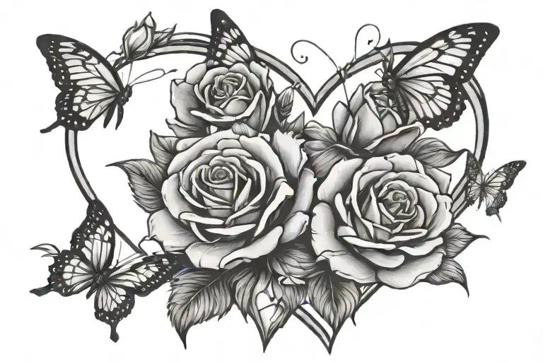 Roses Butterflies Stars Heart Shape