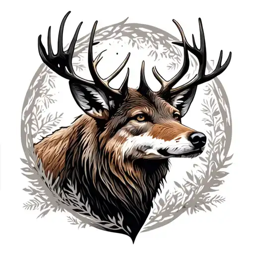 Elk And Coyote