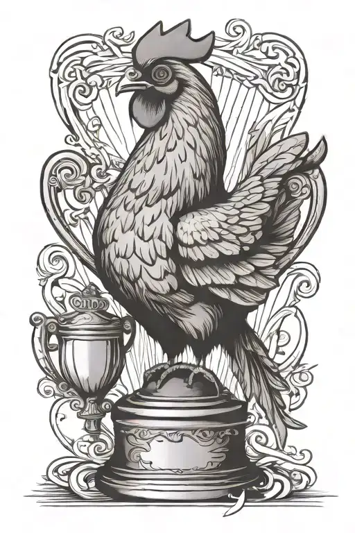 Chicken Sitting In Trophy Cup