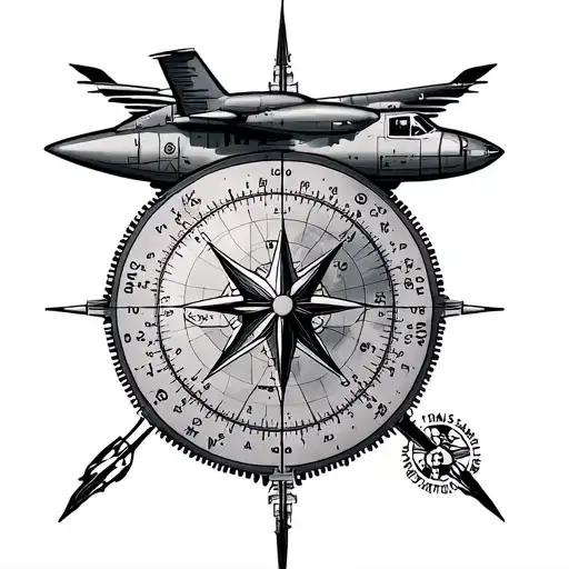 Aviation Shoulder Tattoo With Compas And Sectional Chart