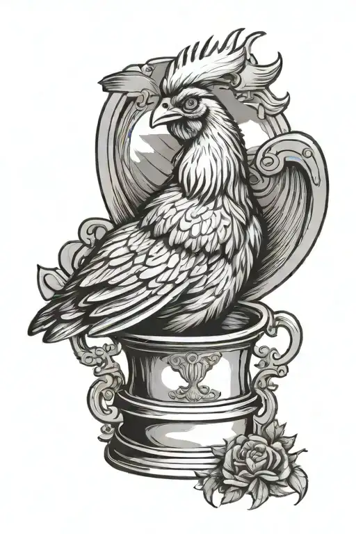 Chicken Sitting In Trophy Cup