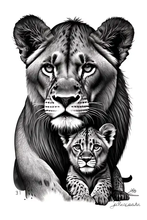 Lioness And Cub Feminent