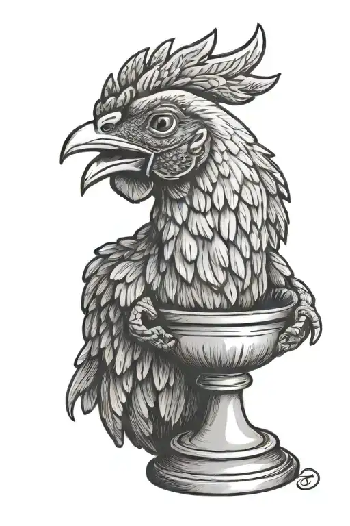 Chicken Sitting In Trophy Cup