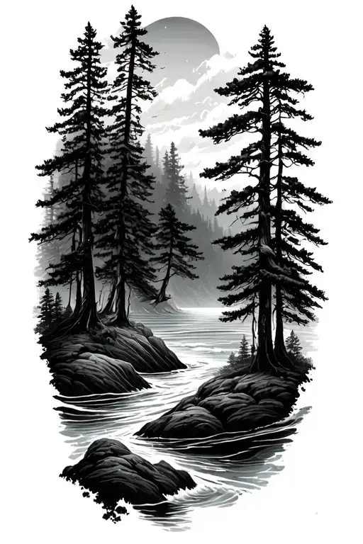 Forest And Ocean Landscape