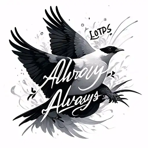 Script And Bird Flying Away With Words Lots Always