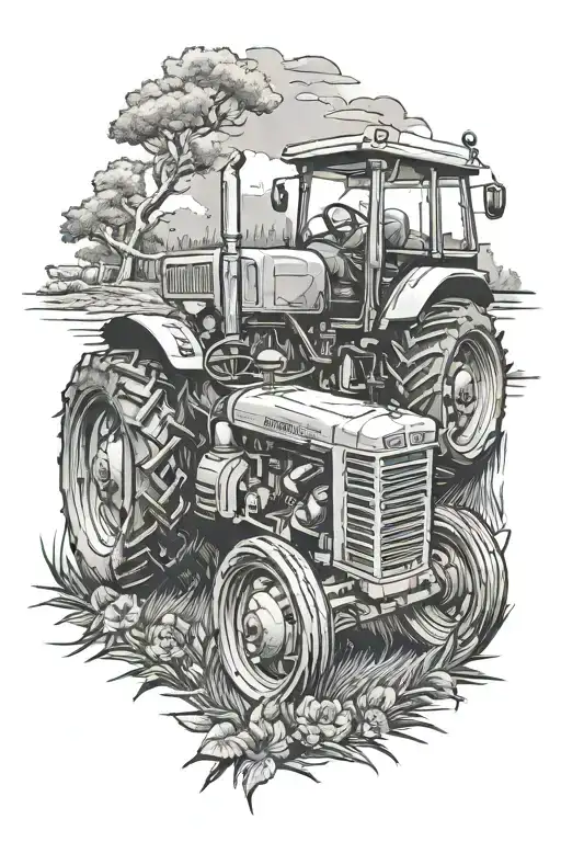Tractor Memorial Tattoo For Grandad