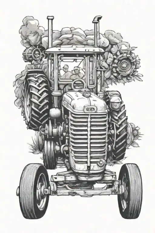 Tractor Memorial Tattoo For Grandad