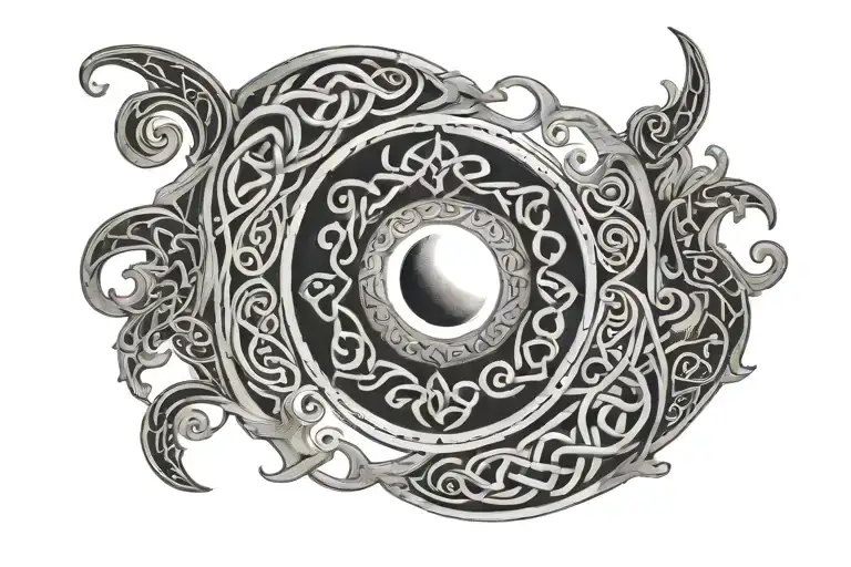 Celtic Crescent Moon Surrounded