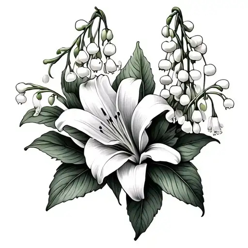 Honeysuckle And Lily Of The Valley Intertwined With Eachother