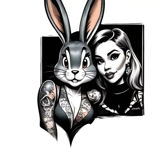 Bugs Bunny And Lola Bunny Gangster With Tattoos On Face