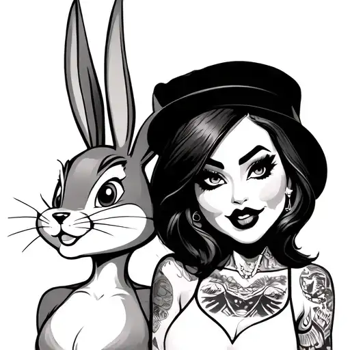 Bugs Bunny And Lola Bunny Gangster With Tattoos On Face
