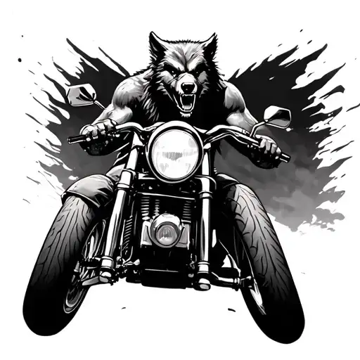 Werewolf Riding Motorcycle Realism
