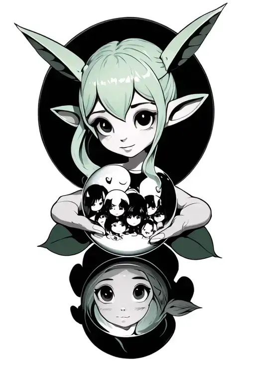 Celebi Holding A Sphere With Reflection Of My Family