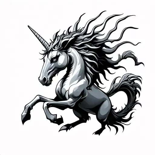 Unicorn And Dragon Flying