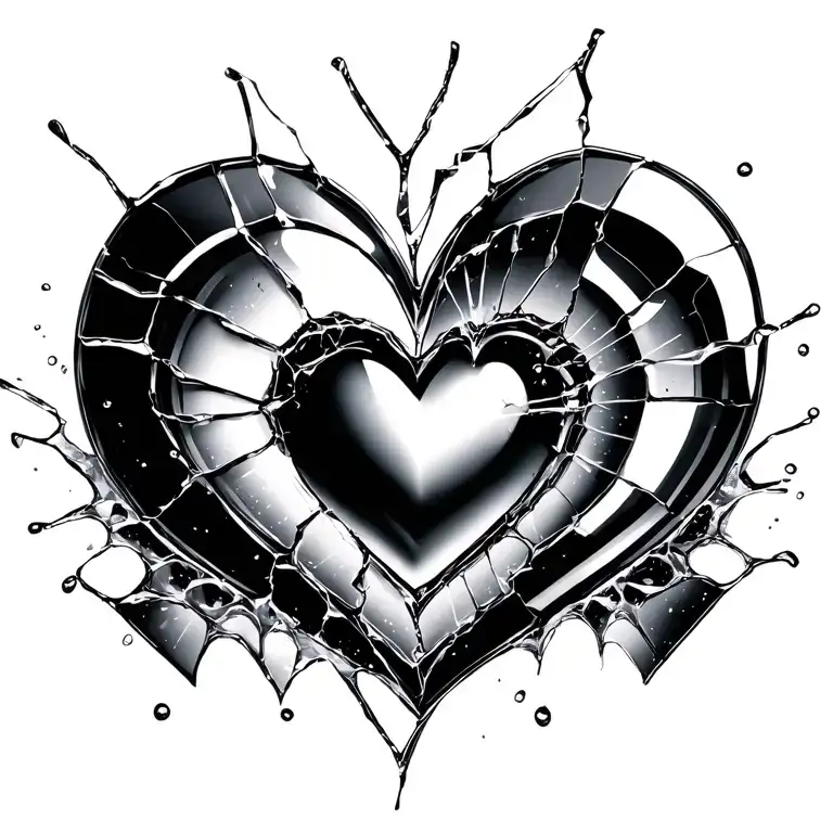 Broken Glass And Heart Made