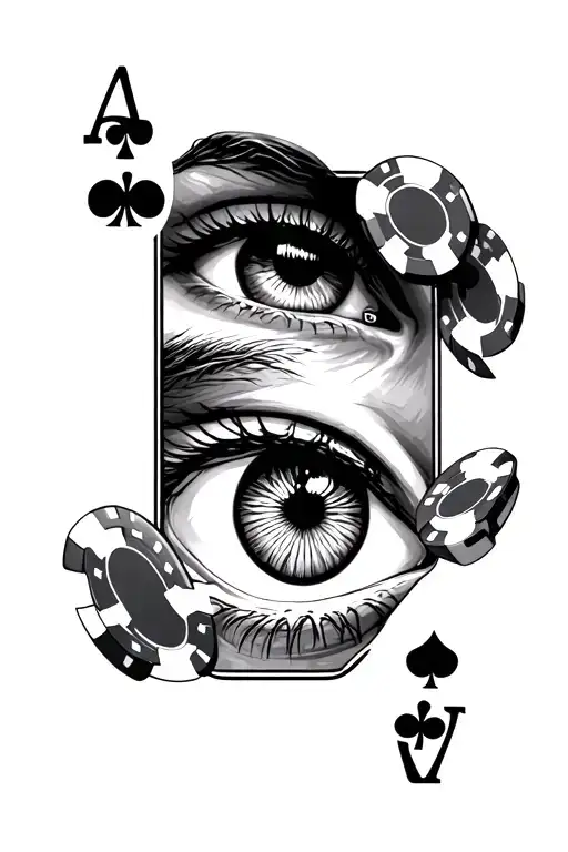 Casino Cards And Chips And A Human Eye