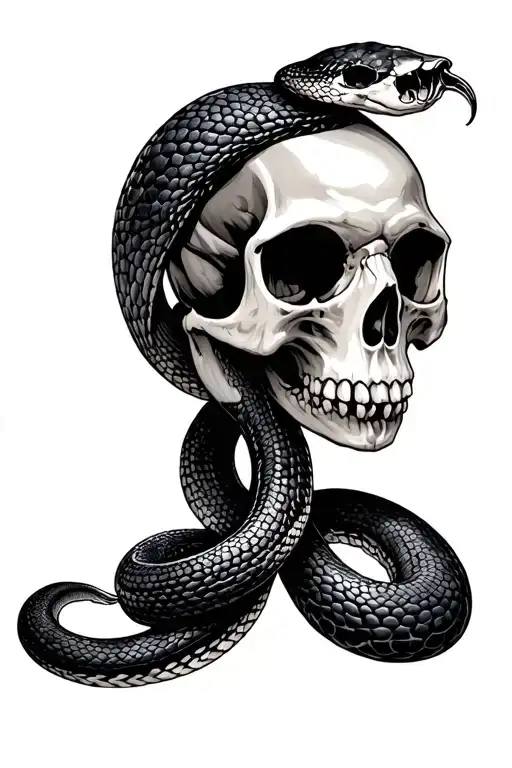Skull With A Snake Intertwined