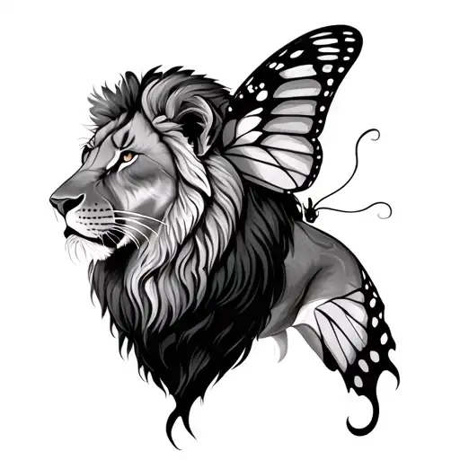 Lion And Butterfly
