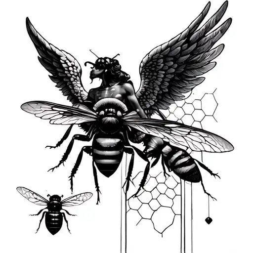 Archangel Raphael And Michaelhealing And Honeycomb Hexagonal Structure Bees Saraphin