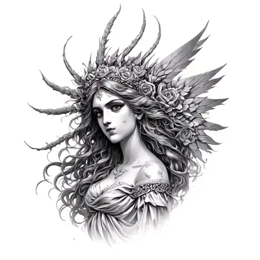 What The Goddess Achlys Of Misery Would Look Like Based Off Greek Mythology History Half Sleeve