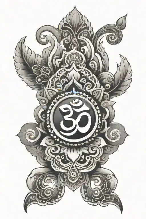 Indian Aum Symbol Incorporating Elements