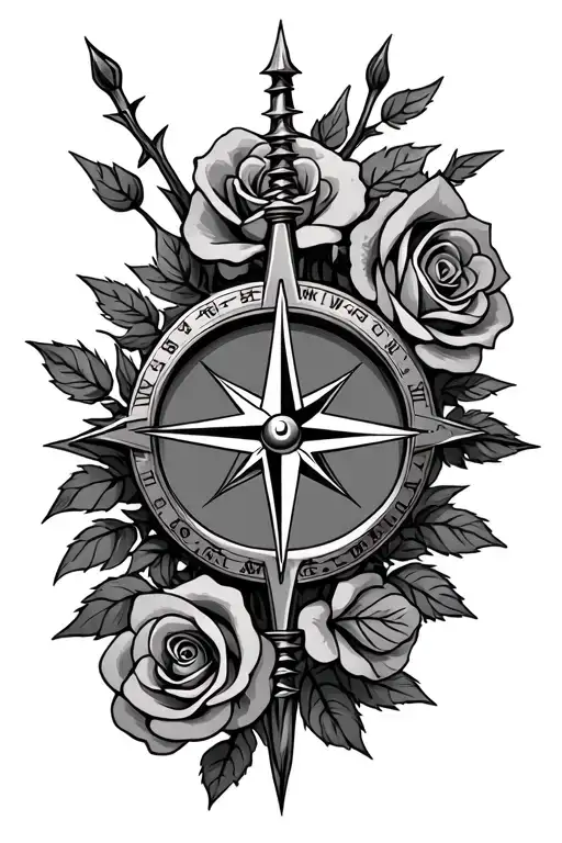 Compass With Roses And Thorns
