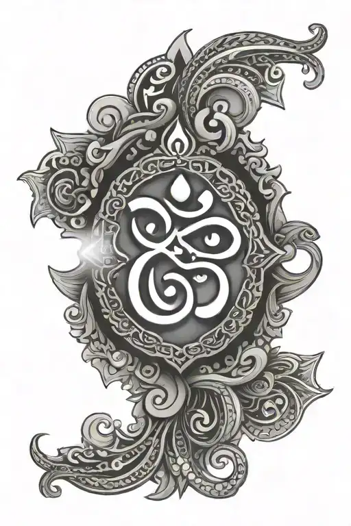 Indian Aum Symbol Incorporating Elements Intertwined
