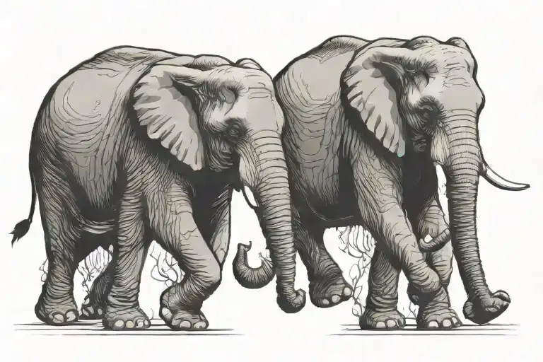 Elephants Walking Togther