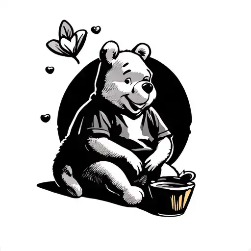 Winne The Pooh Sitting With Honey