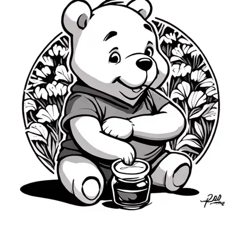 Winne The Pooh Sitting With Honey