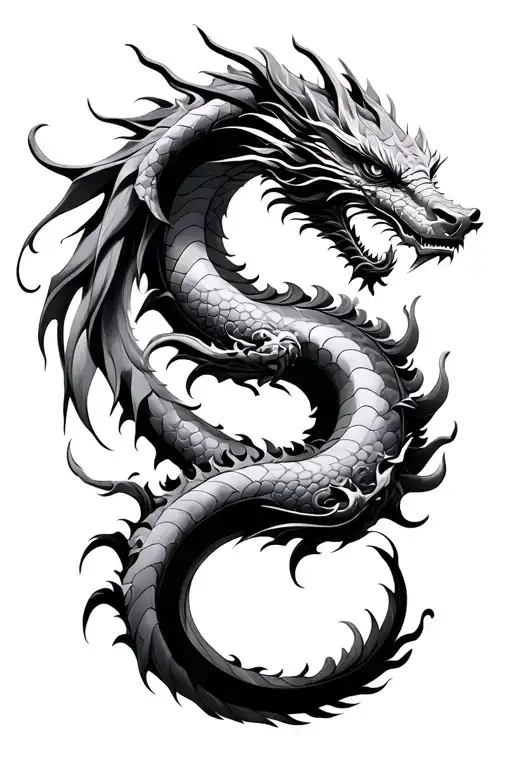 Japanese Style Two Dragons Circling