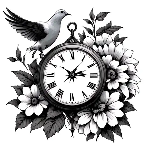 3 Clocks 3 Flowers 1 Dove 1 Compass