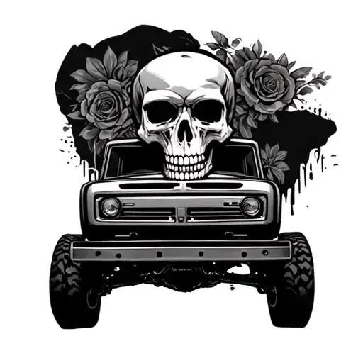 Truck And A Skull Wearing