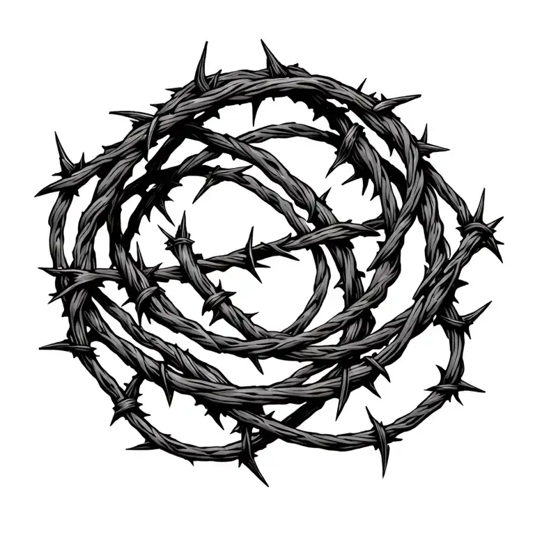 Barbed Wire And Thorns Intertwined