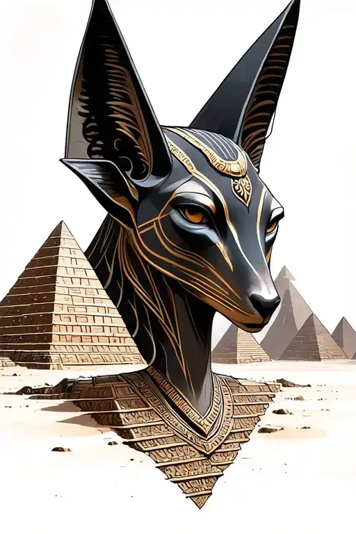 Realistic Anubis And Pyramids