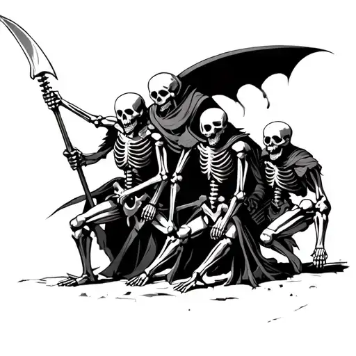 Skeleton Warriors From Different Time Periods Fighting