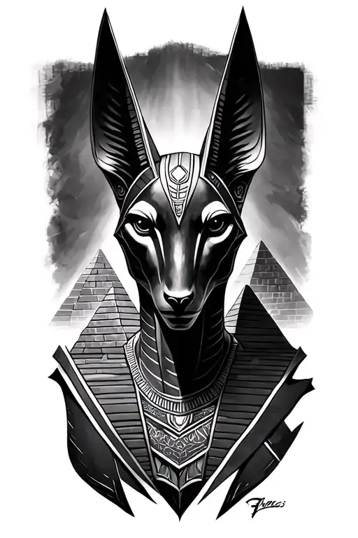 Realistic Anubis And Pyramids