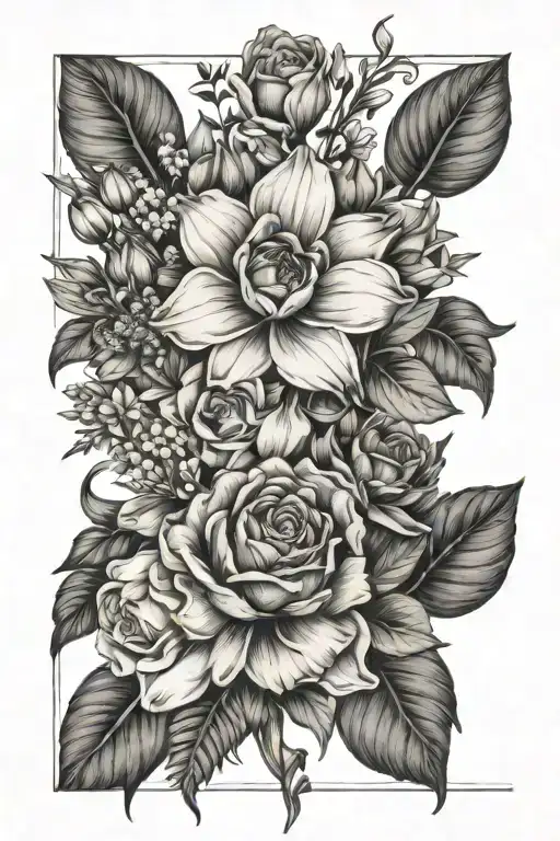 Names Intertwined With Birth Flower Bouquet