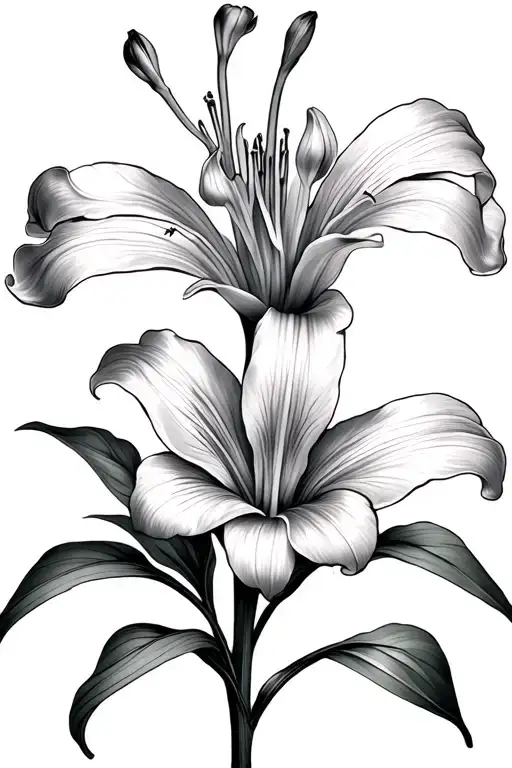 Lilium Flower Tattoo With Light Lines Going