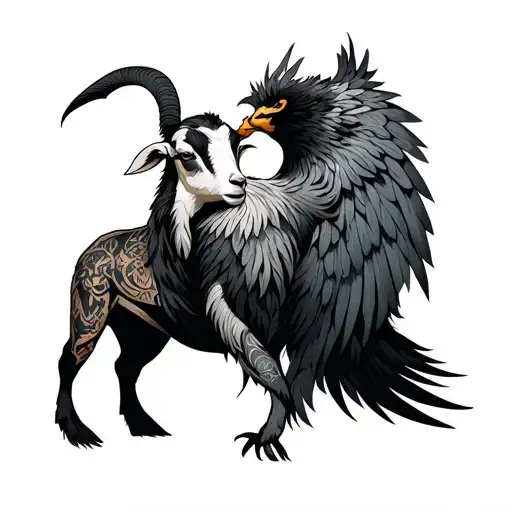 Phoenix Warrior With Goat Wearing