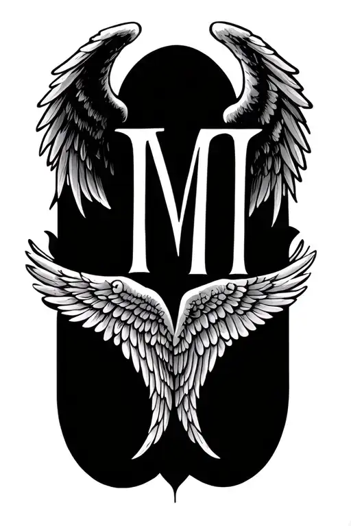 Letter M With Angel Wings