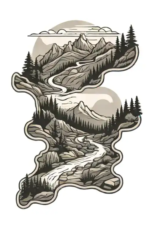 Smoky Mountain Scene With A Hiking Trail Winding