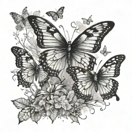 Enchanted Forest With Butterflies Flying Through