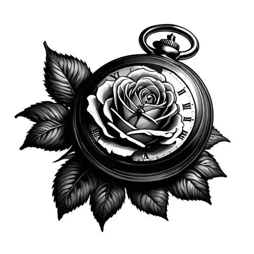 Pocket Watch With Rose Surrounded